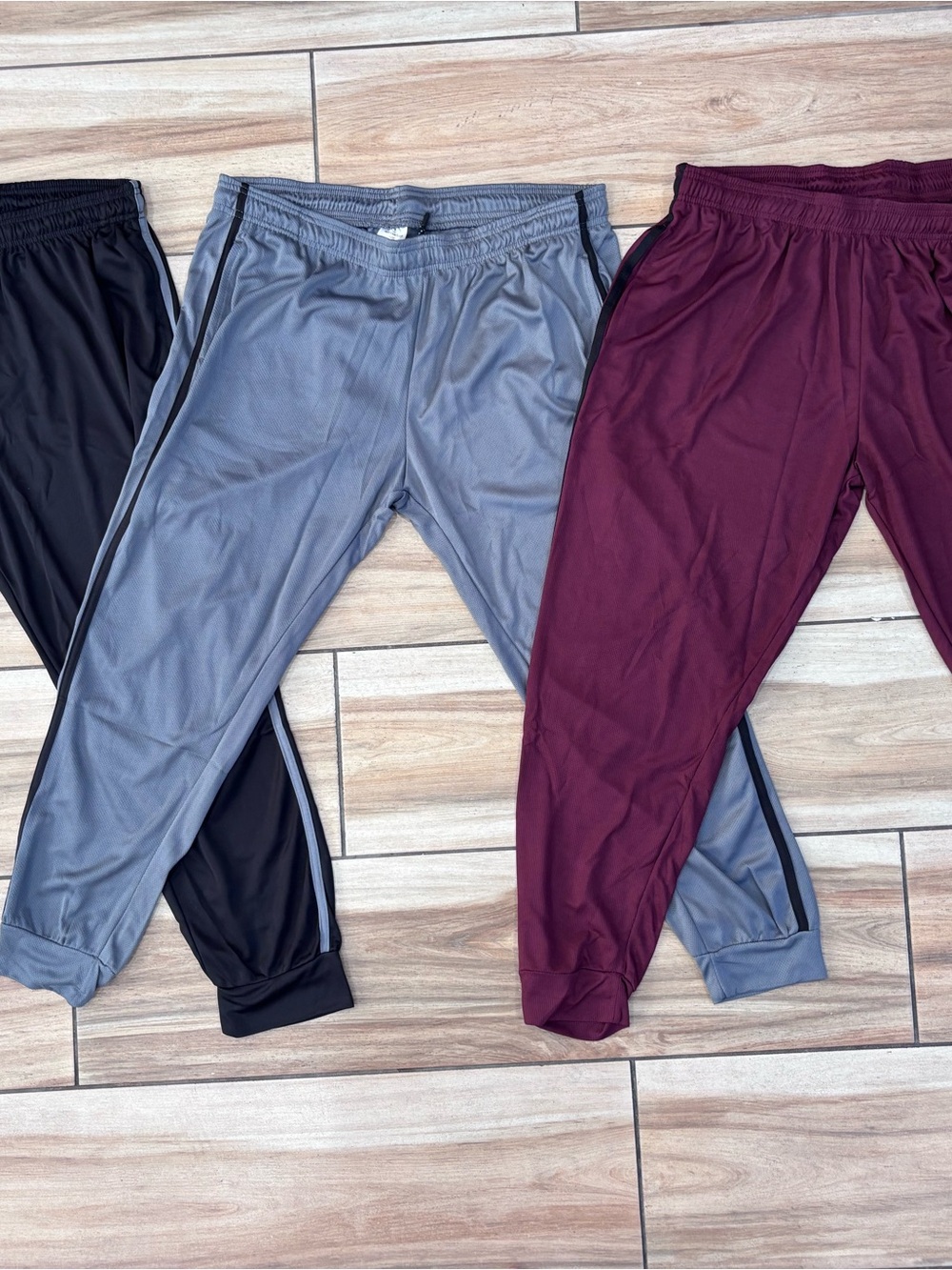 Men’s Mesh Athletic Jogger Pants - Black, Gray & Burgundy